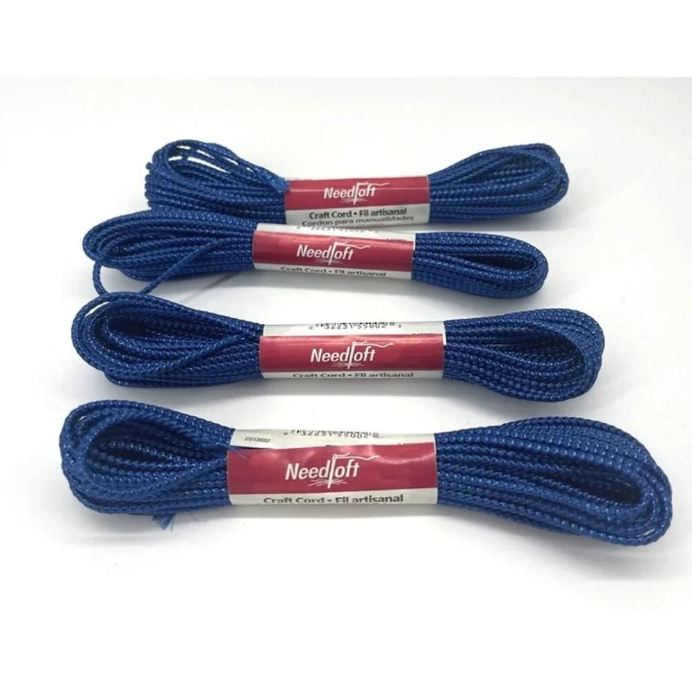 Lot of 4 Needloft Craft Cord 10 Yards Each Nylon Blend Metallic Blue 55002 NEW